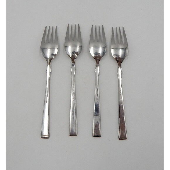 Stainless Steel Japan Dessert Salad Forks Rose Accented Motif Handle Flatware 4P - Picture 4 of 9